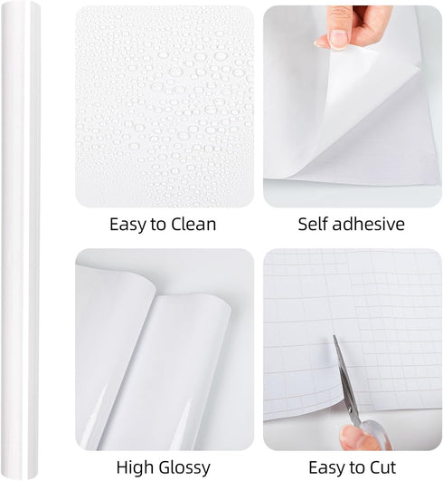 TANONE Glossy White Contact Paper for Countertops, 17.7" X 118" White Peel and Stick Wallpaper for Cabinets, SelfAdhesive Removable Waterproof Vin...