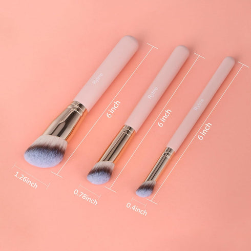 3Pcs Angled Foundation Brush Concealer Brush Kabuki Makeup Brush for Beauty Makeup Liquid Cream Powder Blending Buffing Stippling (P-170S)...