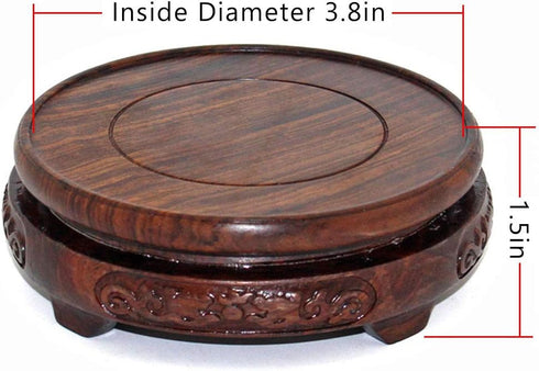 GOLDY&WENDY Round Brown Rosewood Pedestal Base Display Stand (3.8" Inside Diameter)...