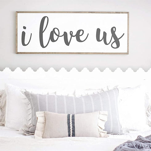 Tamengi I Love Us Wood Sign - Rustic Farmhouse Decor - 6x20inch - Red, White, Black - Wall Mount - Home Decor, Events...