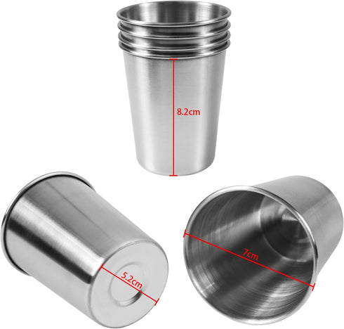 EVERMARKET 6 Pack 8 Ounce 230ml Stainless Steel Cups Shatterproof Pint Drinking Cups Metal Drinking Glasses for Kids and Adults...