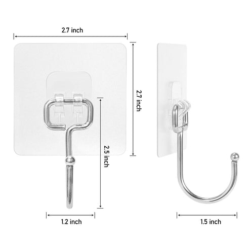 FACURY Large Adhesive Hooks 22Ib(Max), Waterproof and Rustproof Wall Hooks for Hanging Heavy Duty, Stainless Steel Towel and Coats Hooks to use In...
