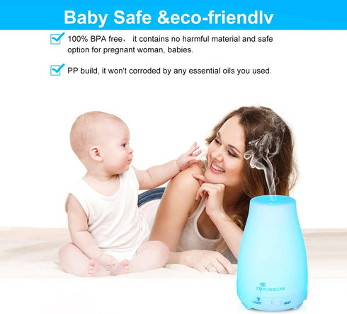 Diffuserlove Essential Oil Diffusers 200ML Remote Control Ultrasonic Mist Humidifiers BPA-Free Aromatherapy Diffuser with 7 Color Lights, Auto Shu...
