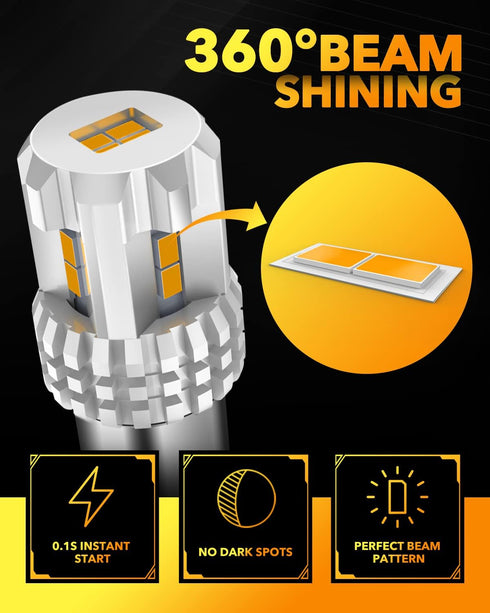 OXILAM Turn Signal Light 1156 LED Bulbs Amber Yellow 2200K Extremely Bright BA15S 1141 1003 7506 LED Bulbs with High Power 12pcs 3020SMD Chipsets,...