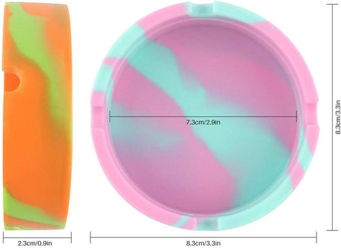 HOWDIA 3 Pack Silicone Ashtray, Premium Silicone Rubber Small Ashtrays for Outside, High Temperature Heat Resistant Round Design Ashtray Camouflag...