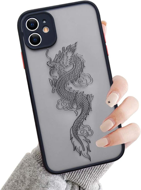 Ownest Compatible for iPhone 11 Case for Clear Fashion Animal Dragon Cartoon Pattern Frosted PC Back 3D and Soft TPU Bumper Protective Silicone Sh...