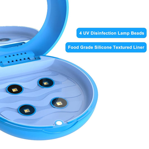 Retainer Case Orthodontic Dental Case, UVC Disinfectant Aligner Case with Vent Holes Mirror, UV Light Denture Box Slim, Retainer Holder Box for Mo...