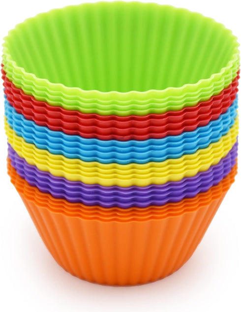 Silicone Cupcake Baking Cups 24 Pack, Reusable & Non-stick Muffin Cupcake Liners Holders Set for Party Halloween Christmas, Easy Clean Pastry Muff...
