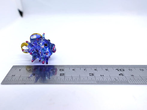 Puffer Miniature Hand Blown Glass Art Figurines Sea Animals Collectible Gift Home Décor (Purple Blue)...