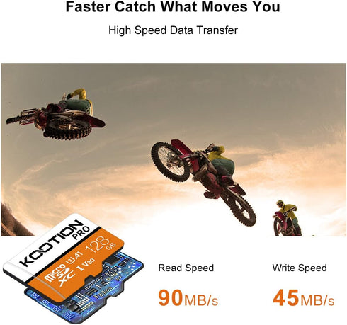 KOOTION 128GB Micro SDXC UHS-I U3 V30 A1 Memory Card - High Speed TF Card for Phone, Camera...