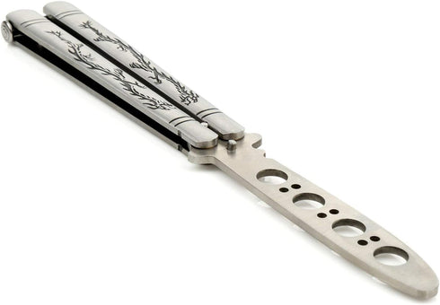 Practice Butterfly Knife, Stainless Steel Balisong Trainer Unsharpened Blade with Spring Latch, Smooth Action Butterfly Knife Trainer...