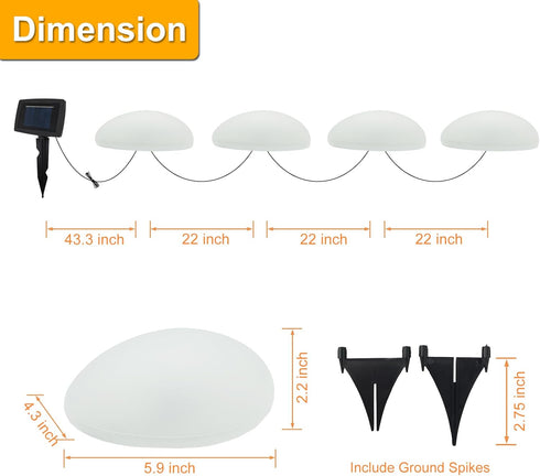 SUNNYPARK Solar Garden Lights Outdoor Set of 4 Plastic Pebble Shape Decorative Rock Lights Waterproof - Warm White...