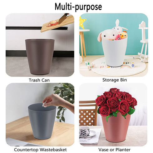 1.5 Gallon Small Trash Can,Round Small Wastebasket Garbage Can for Bathroom Bedroom Kitchen Countertop Under Sink (Gray, 2 Pack)...