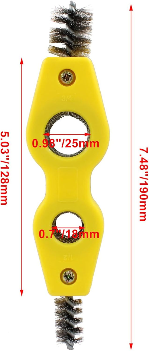1 Pcs 4-in-1 Copper Tubing Brush Copper Pipe Cleaner Tool Steel Bristles Deburring Brush Cleans Inside and Outside Wire Brush for Plumbing Install...