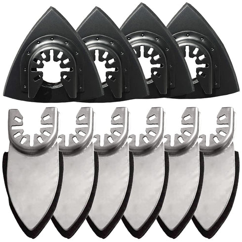 10Pcs Oscillating Tool Detail Sanding Pads Kit, 4Pcs Triangle Sanding Pads and 6Pcs Finger Sanding Pad, for Oscillating Tool Wood/Plaster Other Su...