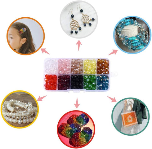 4MM Glass Beads 15 Colors 3000Pcs Bicone Crystal Beads for DIY Beading Projects, Bracelets, Necklaces, Earrings & Other Jewelrie...