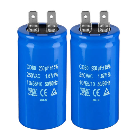 250uF/MFD CD60 Motor Start Capacitor 250VAC 50/60Hz for Electric Motor Starting 2 Pack...