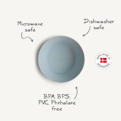mushie Round Dinnerware Bowls for Kids | Made in Denmark, Set of 2 (Powder Blue)...