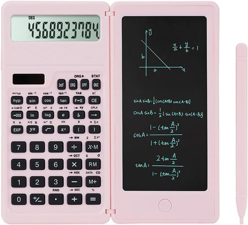 Scientific Calculators for Middle School & High School, Solar and Battery Power with Notepad for School?10 Digits Digital with Erasable Writing Bo...