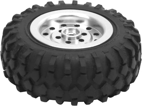 55mm/2.2in 1/10 Scale Rubber Tires & Wheel Rims AntiSkid Fit for D12 Model Parts (Silver S)...