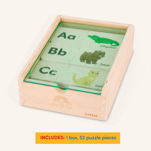 Battat – One-Match Puzzle – Alphabets Wooden Puzzle for Toddlers – Wooden Toys – Educational Toys – 3 Years + – Self Correcting Puzzles with Stora...
