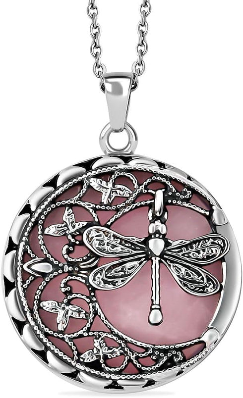 Shop LC Dragonfly Necklace - Dragonfly Jewelry Gifts for Women - Rose Quartz, Black, Aventurine, Carnelian & Blue Goldstone Healing Gemstone Penda...