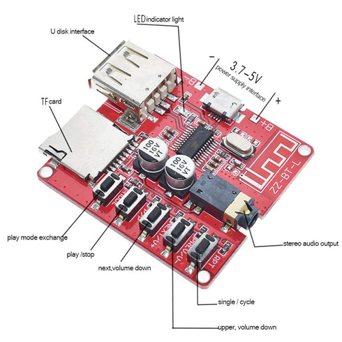 HiLetgo 2pcs MP3 Bluetooth Decoder Board Lossless Car Speaker Audio Amplifier Board Modified Bluetooth 4.1 Circuit Stereo Receiver Module5V...