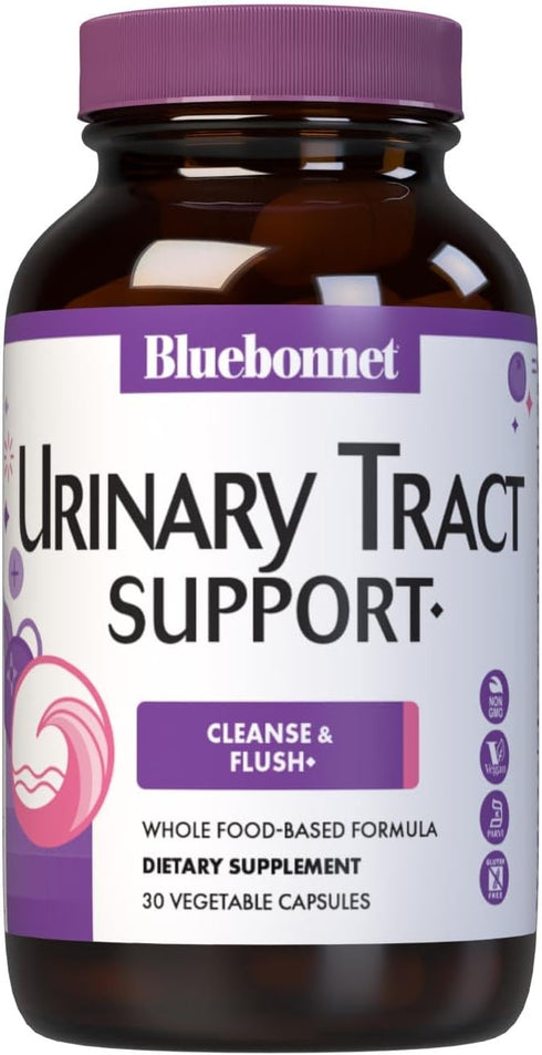 Bluebonnet Nutrition Urinary Tract Support, Cleanse & Flush*, Soy-Free, Gluten-Free, Kosher-Certified, Non-GMO, Dairy-Free, Vegan, 30 Vegetable Ca...