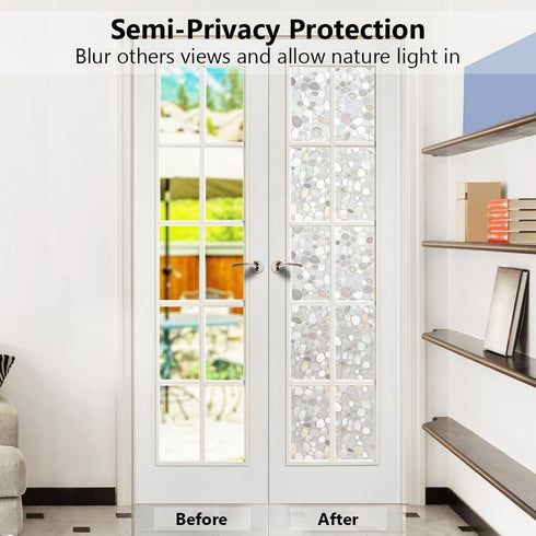 LEMON CLOUD Window Film, Vinyl Clings, Stained 3D Decorative Stickers for Glass, Static Door Tinted Window Decals, Frosted Privacy, Self-Adhesive,...