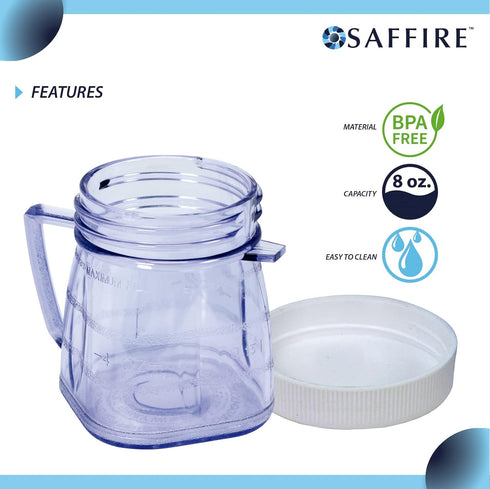 Replacement Mini 1-cup Plastic Jar by Saffire, fits most Oster Blenders (2 Pieces)...
