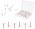 100pcs Thumb Tacks, Rose Gold Flat Push Pins with Storage Box, Clear Round Push Pins Bulletin Board Push Pins for Cork Board Rose Gold Office Supp...