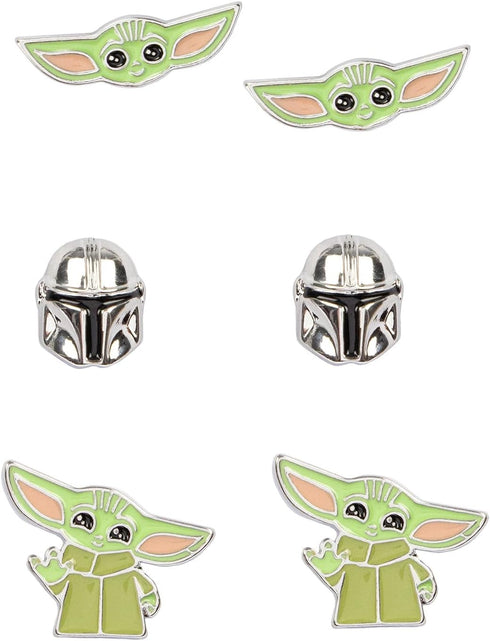 Star Wars The Mandalorian Grogu Baby Yoda 6 Pack Costume Jewelry Stud Earrings Set...