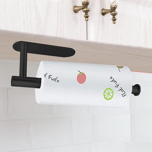 Upgraded Calegency Paper Towel Holder Under Cabinet, Wall Mounted Paper Towel Dispenser, Matte Black SUS304 Self-Adhesive and Drilling Optional La...