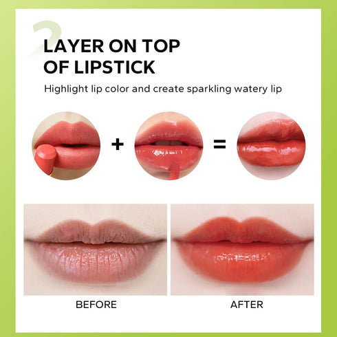 Beauty Glazed Big Brush Head Lip Oil, Ultra-Hydrating & Nourishing, Smooth Glossy Finish Lip Glow Oil, Shiny and Vegan Tinted Lip Gloss, Non-Stick...