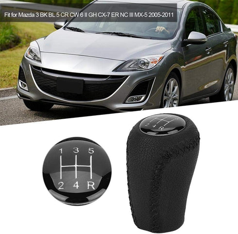 Estink Gear Shift Knob, Car Gear Shifter Head Leather Anti-Slip Lever Shift for 3 BK BL 5 CR CW 6 II GH CX-7 ER NC III MX-5 2005-2011(5 Speed)...