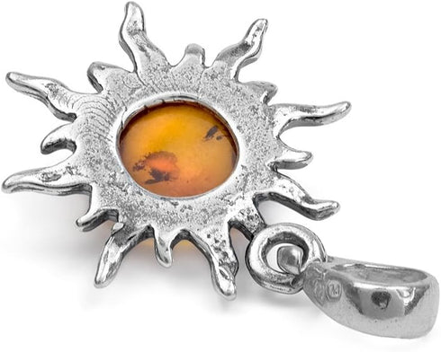Ian and Valeri Co. Amber Sterling Silver Flaming Sun Pendant Necklace 18 Inches...