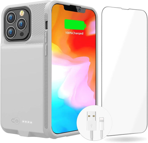 Battery Case for iPhone 13 Pro Max & 12 Pro Max, Real 7000mAh Ultra-Slim Battery Charging Case Rechargeable Anti-Fall Extended Battery for iPhone ...