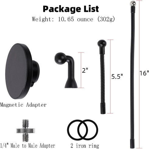 Super Magnetic Tripod Adapter for MagSafe, 16'' Flexible Phone Holder with 1/4"-20 Hole for tripods, Selfie Sticks, Camera Clamp Mount, Compatible...