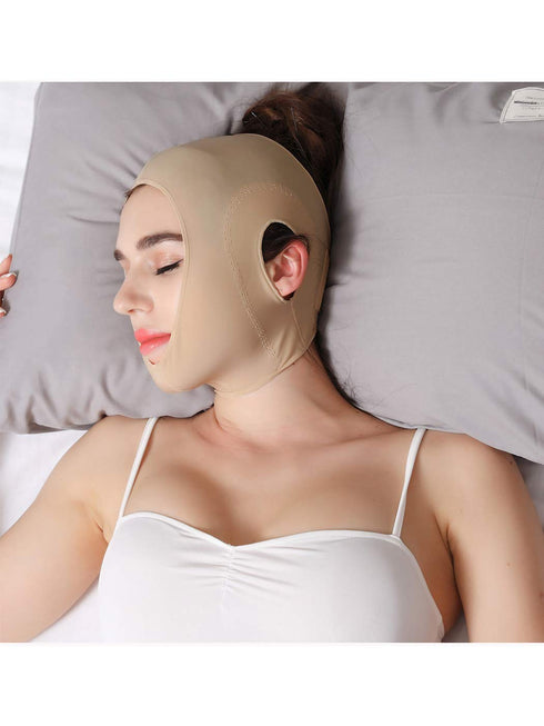 Anna-Kaci Womens Chin Strap Support Band Neck Bandage Post Surgical Compression Head wrap, Neck and Chin Compression Garment Wrap, Dark Beige, Med...