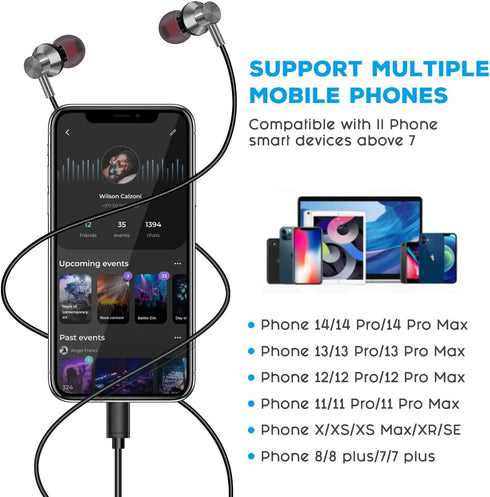 Earphones Wired in Ear Headphones Earbuds for iPhone 14/14 Pro Max /13/13 Pro Max/ 12/12 Mini 11 Pro/11 Pro Max Headphones...