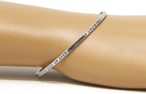 by you Inspirational Positive Quote Message Engraved Thin Cuff Bangle Hook Bracelet...
