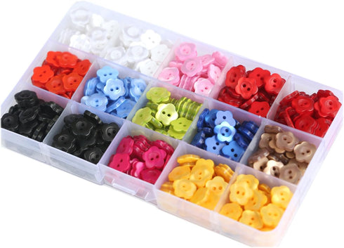 525pcs 1/2 inch (12.5mm) 11 Colors Flower Shape Resin Buttons for Sewing Blouse Shirts 2 Holes Button DIY Crafts Projects Scrapbooking DIY Project...