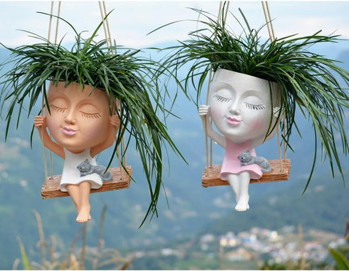 Face Planter Hanging Planter, Face Flower Pot Head Planter, Face Planters Pots Head Plant Pot, Hanging Planters for Indoor Plants, Plant Pots, Wal...
