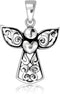 WithLoveSilver 925 Sterling Silver Bali Filigree Cross Guardian Angel Holding Heart Wing Pendant...