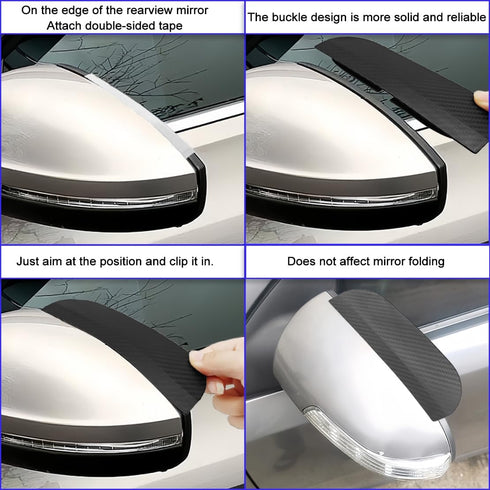 2PCS Car Rearview Mirror Rain Visor, Snap-On Side View Mirror Rain Eyebrow, Waterproof Flexible, Car Exterior Trim Accessories for Universal for C...
