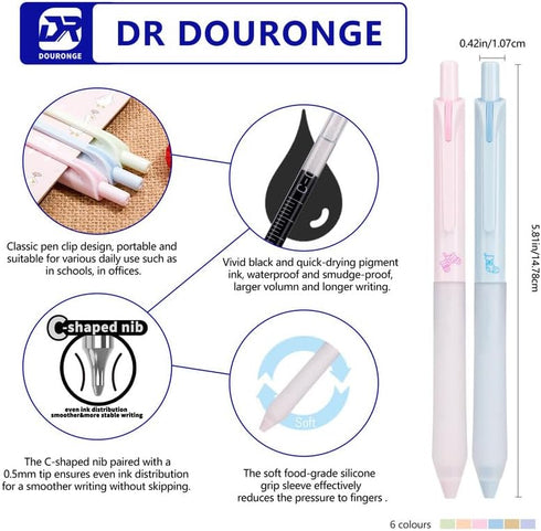 Gel Pens, Black Ink Pens Fine Point Smooth Writing Pens 0.5mm 12 PCS, Ball Point Pens for Journaling Note Taking, Cute Aesthetic Office School Sup...