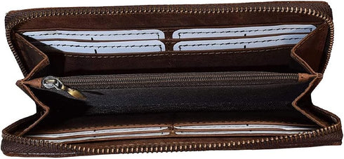 STS Ranchwear Women's Distressed Brown Leather Baroness Bi-fold Zip Wallet...