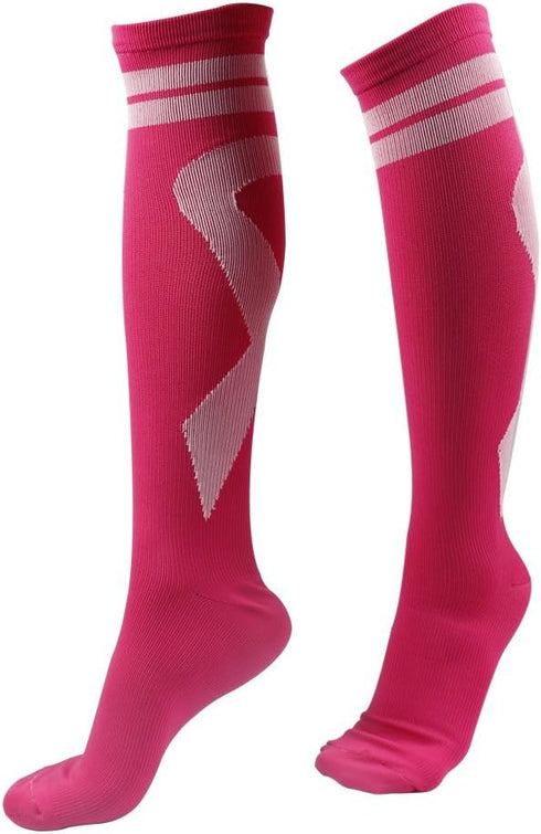 2 Pairs Breast Cancer Awareness Compression Socks Pink Softball Soccer Football Socks...