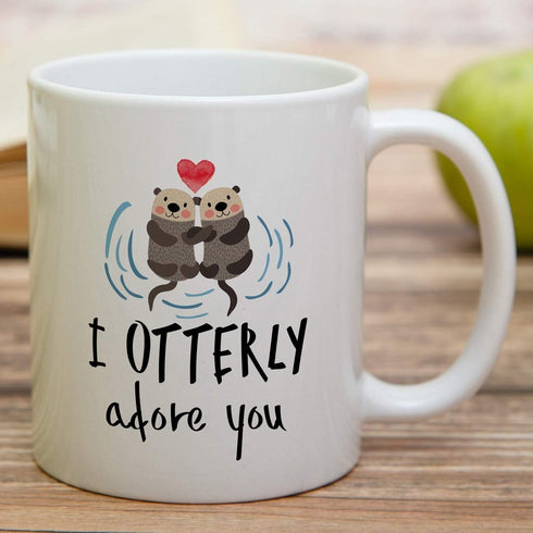 Retreez Funny Mug - I Otterly Adore You 11 Oz Ceramic Coffee Mugs - Funny, Sarcasm, Sarcastic, Motivational, Inspirational birthday gifts for husb...