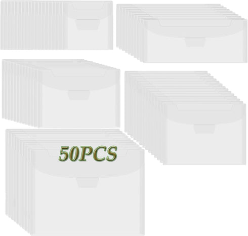 50 Pcs/Set 5 Sizes Stamp & Die Storage Pockets Resealable Clear Plastic Seal Bags Storagefor Cutting Dies Stamp Crafts for DIY Scrapbooking Paper ...